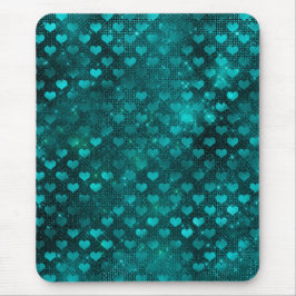 Teal Ombre Glam Glitter Hearts Mönster Musmatta
