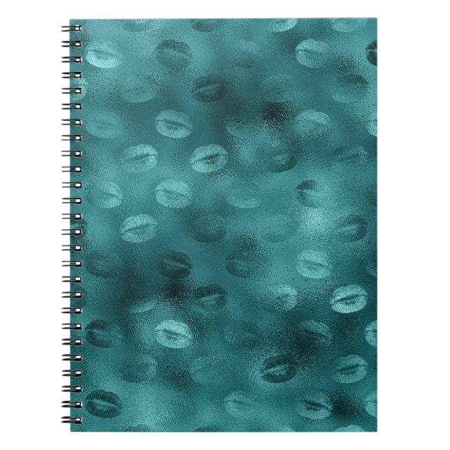 Teal Ombre Glam Glitter Läppar Mönster Anteckningsbok (Framsidan)