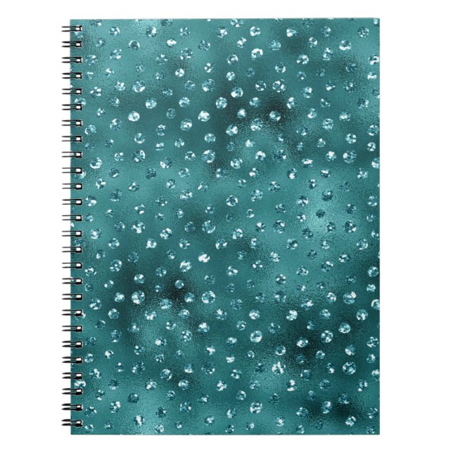 Teal Ombre Glam Glitter Polka dots Mönster Anteckningsbok (Framsidan)
