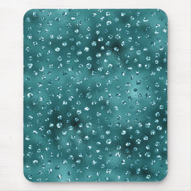 Teal Ombre Glam Glitter Polka dots Mönster Musmatta (Framsidan)