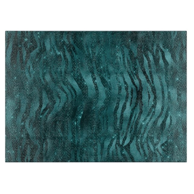 Teal Ombre Glam Glitter Tiger Rand Mönster (Framsidan)