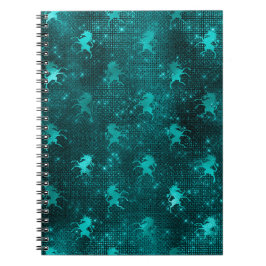 Teal Ombre Glam Glitter Unicorns Mönster Anteckningsbok