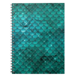 Teal Ombre Glam Sjöjungfru Scales Mönster Anteckningsbok