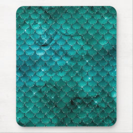 Teal Ombre Glam Sjöjungfru Scales Mönster Musmatta
