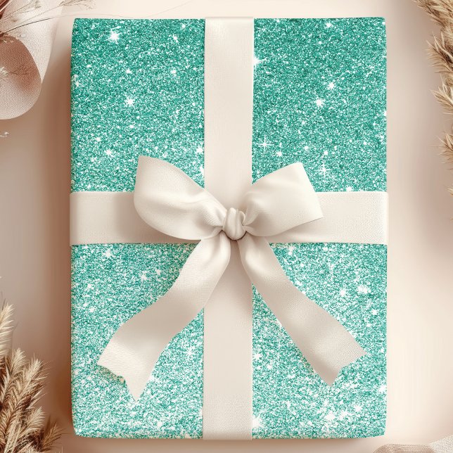 Teal Ombre Glitter Presentpapper (Skapare uppladdad)