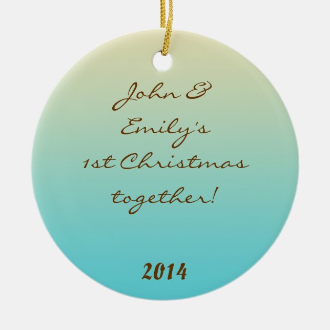 Teal Ombre Gradient Fad Personlig Namn Ornament (Framsidan)