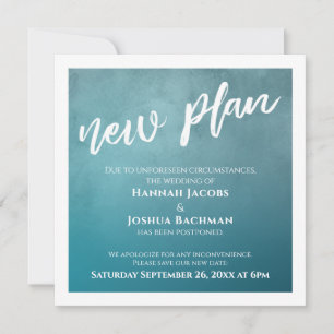Teal Ombre New Plan uppskjutit Bröllop Card Inbjudningar