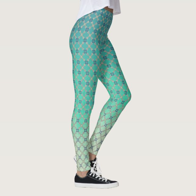 Teal Ombre och Geometric Tile Leggings (Höger)