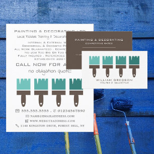 Teal Ombre-penslar, målare och dekorator Visitkort