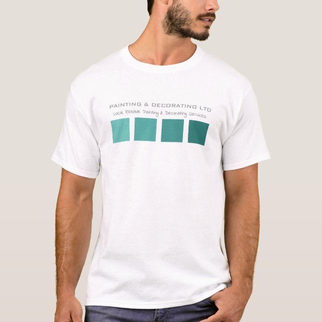 Teal Ombre-rutor, Painter & Decorator Advert T Shirt (Framsida)