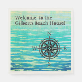 Teal Ombre Sea Monogrammed Pappersservett