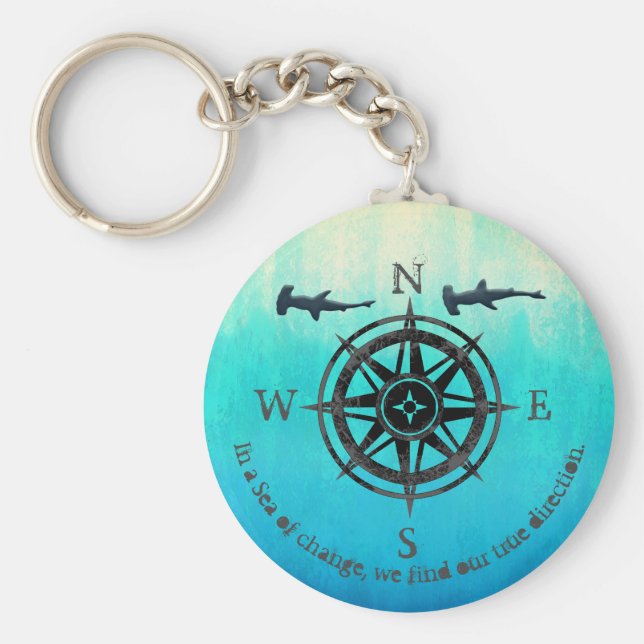 Teal Ombre Sea Nyckelring (Framsidan)