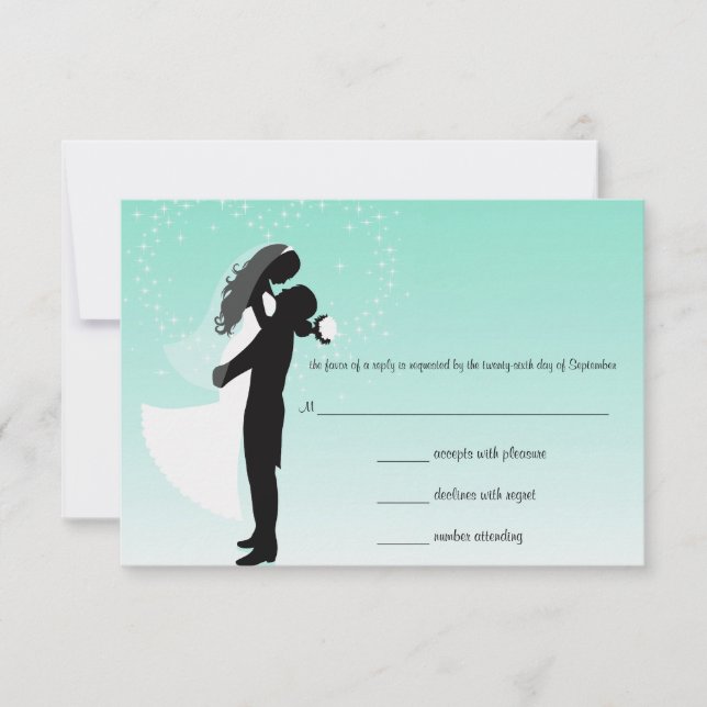Teal Ombre Silhouette OSA Responcard Kort (Framsida)