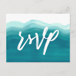 Teal Ombre Vattenfärg Våg | Måltidsval RSVP Inbjudan Vykort