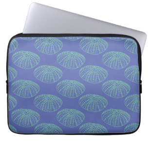 Teal on Blue Hand-draw Sea Urchin Laptop Fodral
