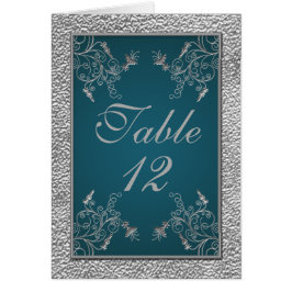 Teal on Pewter Bordsnummer Card Hälsningskort