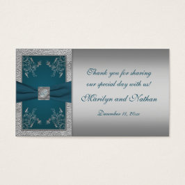 Teal on Pewter Wedding Favor Märkre Visitkort