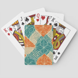 Teal, Orange, and Tan Abstract Flowers Casinokort