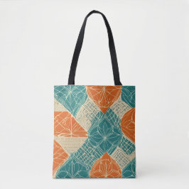 Teal, Orange, and Tan Abstract Flowers Tygkasse