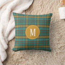 Teal Orange Brown Monogrammed Twill Play Mönster