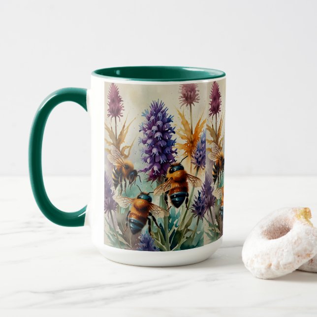 Teal & Orange Elegance | Bin på Violet Flowers Mugg (Med munk)