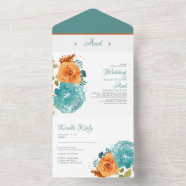 Teal Orange Fall Blommigt Terracotta Boho Bröllop