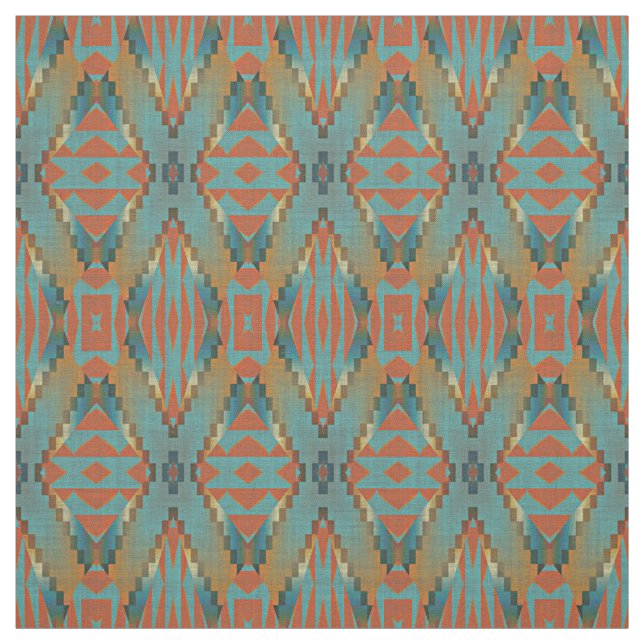 Teal Orange Grönt Turcos Brown Ethnic look Tyg (Provkarta)