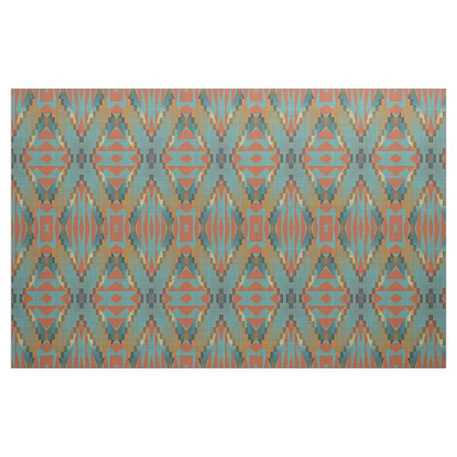 Teal Orange Grönt Turcos Brown Ethnic look Tyg (Fat Quarter)