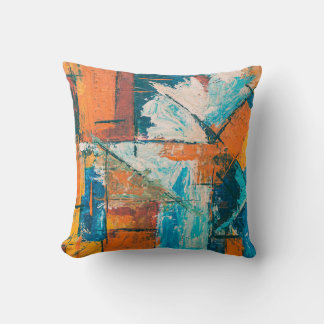 Teal & Orange Impasto Abstract Kudde