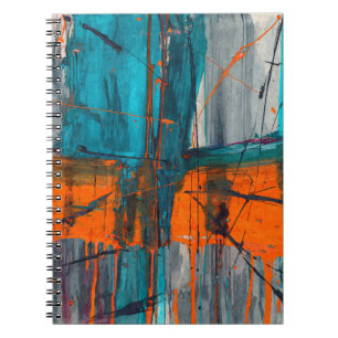 Teal Orange Industrial Driver Abstrakt Notebook Anteckningsbok