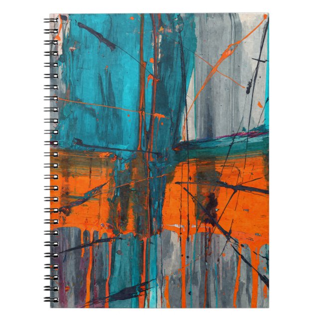 Teal Orange Industrial Driver Abstrakt Notebook Anteckningsbok (Framsidan)