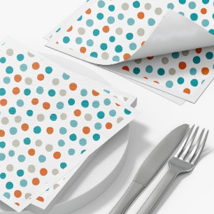 Teal Orange Polka Dot Mönster Napkins Pappersservett