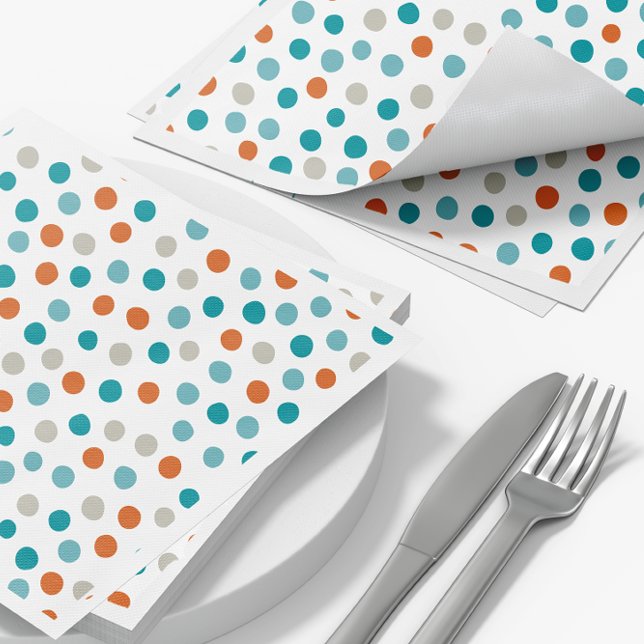 Teal Orange Polka Dot Mönster Napkins Pappersservett (Skapare uppladdad)