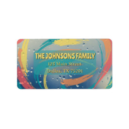 Teal, Orange, Yellow & Coral Return Address Label Adressetikett