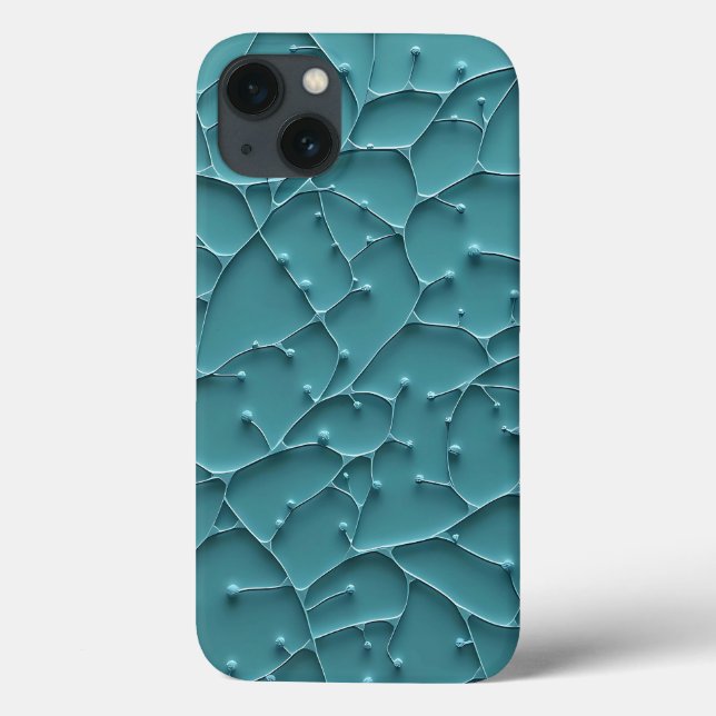 Teal Organisk Textur iPhone-fodral Modern Stil (Baksida)