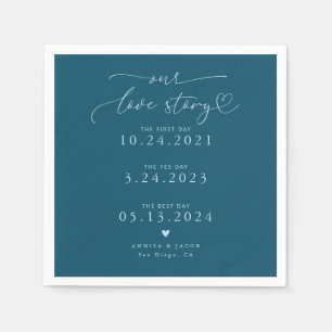 Teal our Kärlek Story Elegant Script Bröllop Pappersservett