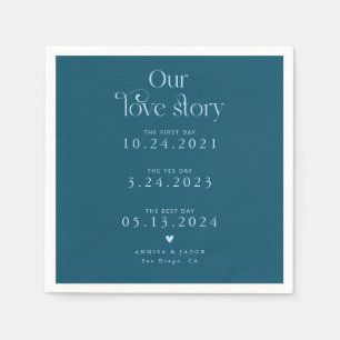 Teal our Kärlek Story Retro Bröllop Napkin Pappersservett