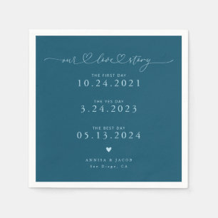 Teal our Kärlek Story Script Hearts Bröllop Pappersservett