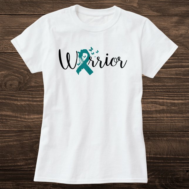 Teal Ovarian Cancer Warrior Butterfly Ribbon T Shirt (Skapare uppladdad)