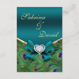 Teal Påfågelmottagningskort Tilläggskort