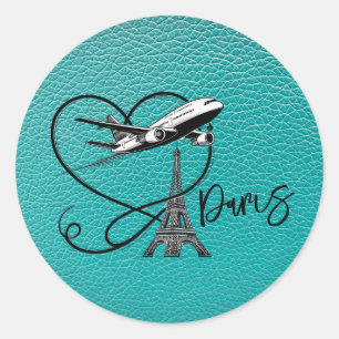 Teal Paris Pass Runt Klistermärke
