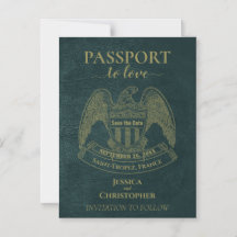 Teal Passport Destinationsbröllop Spara datum