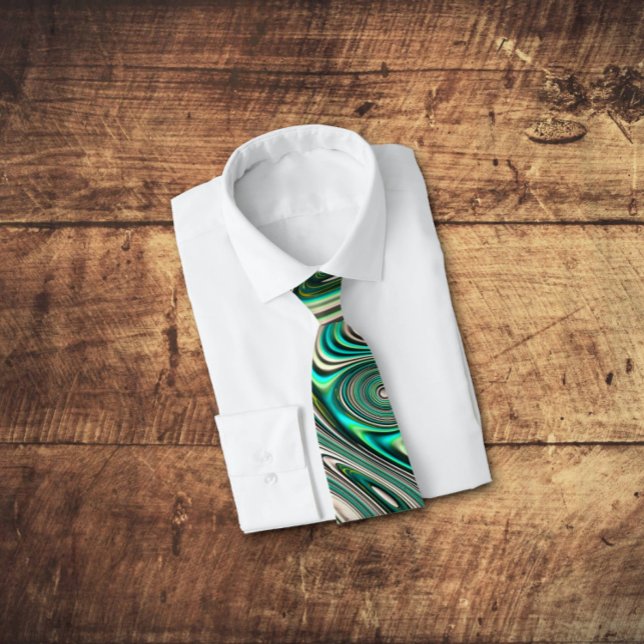 Teal Paua Abalone Snäcka Fractal Abstrakt Mönster Slips (Give them a tie they will actually wear! )