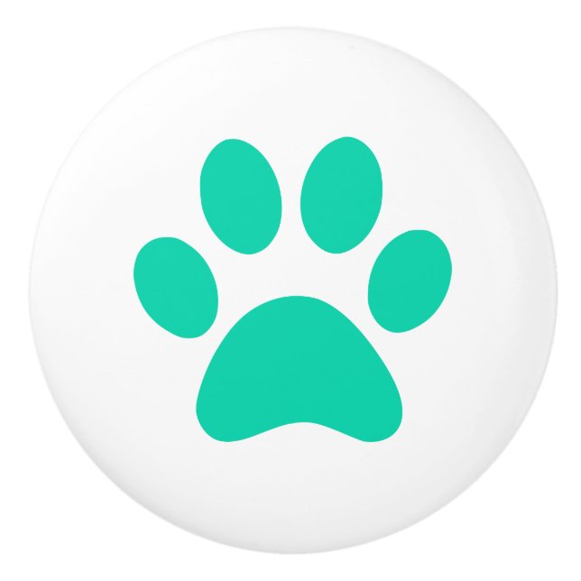 Teal Paw Skriv ut pawprint Knopp (Framsidan)