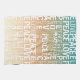 Teal Peach Guld White Peace Kärlek        Kökshandduk