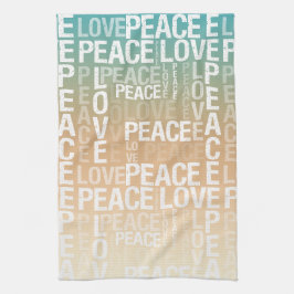 Teal Peach Guld White Peace Kärlek Kökshandduk