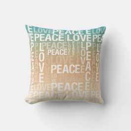 Teal Peach Guld White Peace Kärlek Kudde