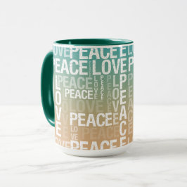 Teal Peach Guld White Peace Kärlek Mugg