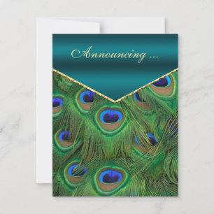 Teal Peacock Bröllop meddelande Inbjudningar