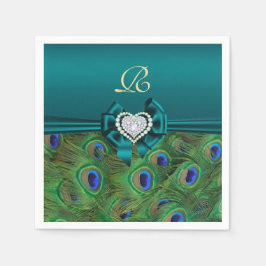 Teal Peacock Bröllop Pappra Party Napkins Pappersservett